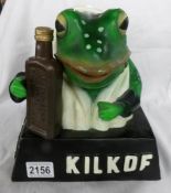 A reproduction 'Kilkof' advertising frog.