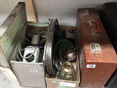 A mixed lot including Alvis Super projector, silver plated items, vintage suitcase etc.