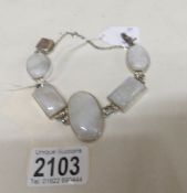 A stone set bracelet in silver.