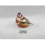 A Royal Crown Derby finch with stopper.