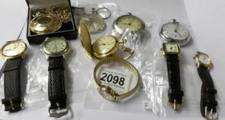 10 assorted pocket and wrist watches including Mount Royal, Rotary, Fero Feldmann, Limit, Ingersol,