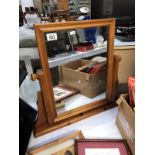 A pine dressing table mirror