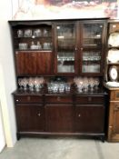 A dark wood stained wall unit.