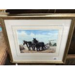 A framed and glazed print of Mr G Widdowson birding with Daisy, Prince and Beth.