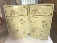 A pair of shabby chic pot cupboards.