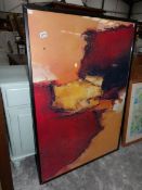A large framed and glazed abstract painting.