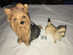 A Sylvac Yorkshire terrier and a Beswick dog.
