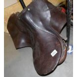 A leather saddle.