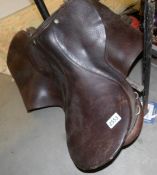 A leather saddle.