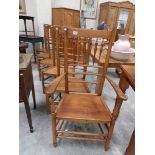 A set of 6 oak country chairs.