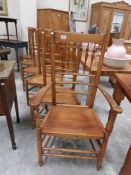 A set of 6 oak country chairs.