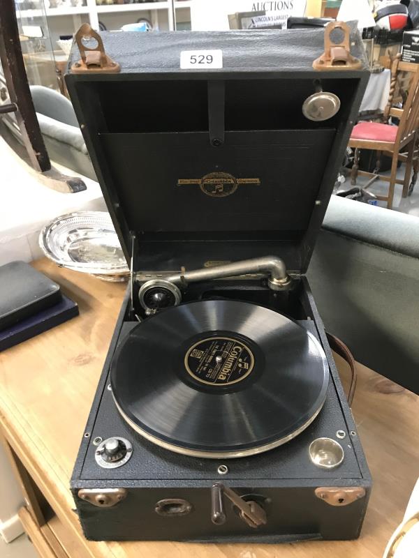 A Columbia picnic gramaphone record player