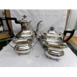 A 4 piece silver plate tea set.