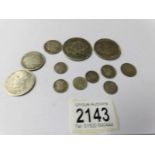 A quantity of 19th and 20th century silver coins from Canada, France,