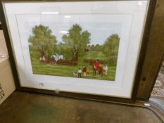 A framed and glazed Vincent Haddelsey (1934-2010) French limited edition horse racing themed
