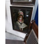 An oak framed and glazed print of a young girl.