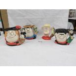 4 Royal Doulton 'Bash Street Kids' series character jugs being Minnie the Minx, Desperate Dan,