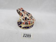 A Royal Crown Derby frog with stopper in base.