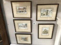 5 limited edition framed and glazed Lincoln scene prints by R. G. Barton.