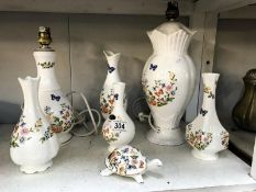 A quantity of Aynsley china including 2 lamp bases, vases etc.