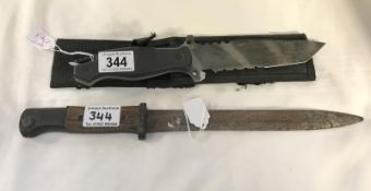 An old 1st world war bayonet and hunting knife.