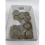 A mixed lot of coins including 1900 silver crown, 1940 half crown and 1945 2/-.