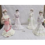 4 Coalport Golden Age figurines being Georgina, Louisa at Ascot, Eugenie and Charlotte.