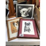 3 framed and glazed pictures of dogs