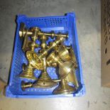 5 pairs of Victorian brass candlesticks.