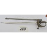 A letter opener in the form of an 18th century style cavalry sword.
