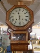 A Victorian mahogany inlaid drop dial wall clock.