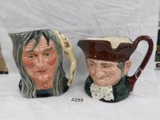 2 large Royal Doulton character jugs being Old Charley and The Pendle Witch.