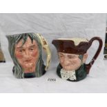 2 large Royal Doulton character jugs being Old Charley and The Pendle Witch.