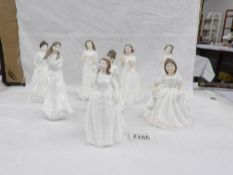 7 Royal Doulton sentiments series figurines and one other.