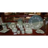 A mixed lot of Wedgwood green Jasper ware.