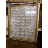A rare framed and glazed set of Turf cigarette cards, "50 Famous British Flyers".