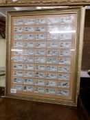 A rare framed and glazed set of Turf cigarette cards, "50 Famous British Flyers".