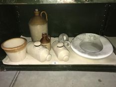 An original Perfection bed, Douche pan (Grimwades) and a quantity of stoneware bottles etc.