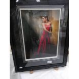 A framed and glazed limited edition print (9/280) of a lady, signed M J Neale.