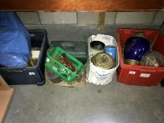 4 boxes of workshop oil lamp parts etc.