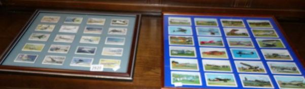 A set of Doncella aviation cards and a set of Knockout aviation cards, both framed and glazed.