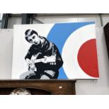 An oil on canvas pop art painting of Paul Weller by Phil Bower dated January 2009.