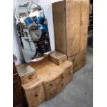 A bird's eye maple dressing table and wardrobe.