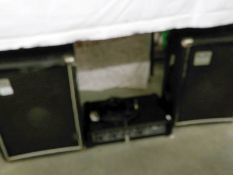 A Calrsboro Cobra 100w 4 channel P.A. amp and 2 Rotite speakers and cables.
