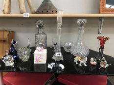 A mixed lot of glassware including Decantors, Epergne Trumpet,