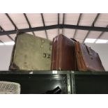 A vintage suitcase, an antler briefcase and an attache case.