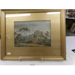 A framed and glazed rural scene watercolour signed V Lewis.