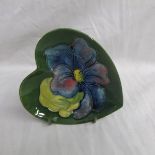 A Moorcroft heart shaped pin dish.