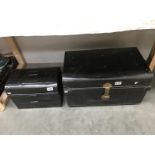 2 vintage metal trunks.