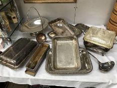 A good mixed lot of silver plate including tureens.